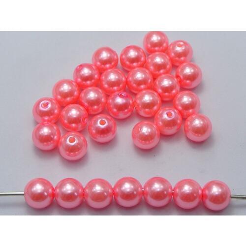 100 Pcs 10mm Plastic Faux Pearl Round Beads Pink Imitation Pearl