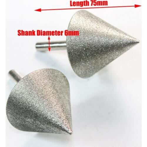 120 Grit 6MM Shank Fine Sand Umbrella Diamond Grinding Head Burrs Bit Amber Jade Rotary Carving Bits Cone Mounted Points Tool