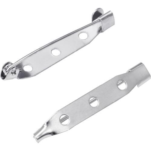 200PCS Silver Brooch Pins Brooch Safety Lock Pin Base Back Safety Catch Bar Pins DIY Brooch Jewelry Accessory Components