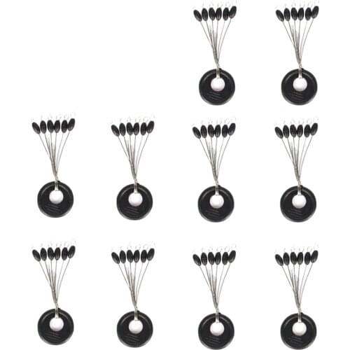60Pcs 10Set S M L Black Rubber Space Beans Oval Stopper Fishing Bobber Float Catfish Flotador Fishing Float Folat Line Stops
