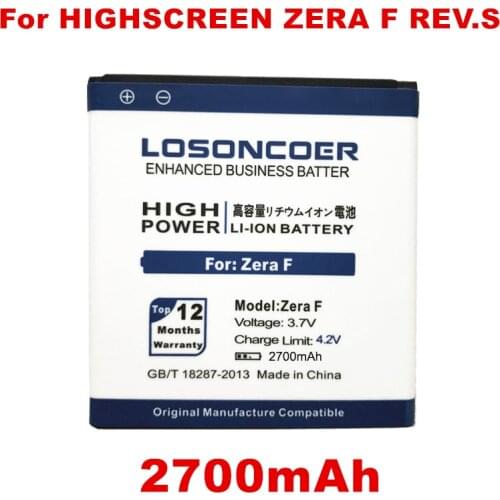 2700mah LOSONCOER Mobile Phone Batteries For Highscreen Zera F Rev.s Battery Mobile Phone Battery