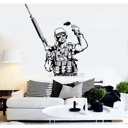 American Soldier Military Vinyl Wall Decals Home Decor Art Boy Room Stickers High Quality Wallpaper Artistic Design Poster SA886