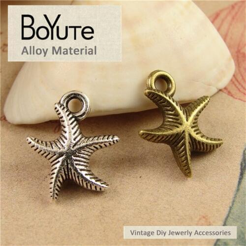 BoYuTe (100 Pieces/Lot) 13*17MM 2 Colors Wholesale Zinc Alloy Metal Starfish Charms Pendant Diy Jewelry Findings Accessories