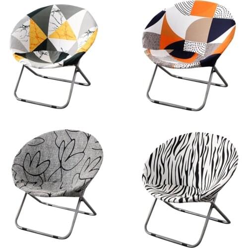 Geometry Fabric Round Saucer Chair Cover Zebra Washable Chair Covers Seat Moon Saucer Slipcovers Stretch Universal Seat Cover