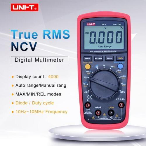 UNI-T UT139B True RMS Digital Multimeter DC AC Voltage current meter Resistance Capacitance frequency tester Diode test NCV