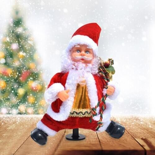 Electric Santa Claus Doll Music Christmas Ornament Gift Toy Christmas Standing Ornament Outdoor Indoor Door Wall Decoration