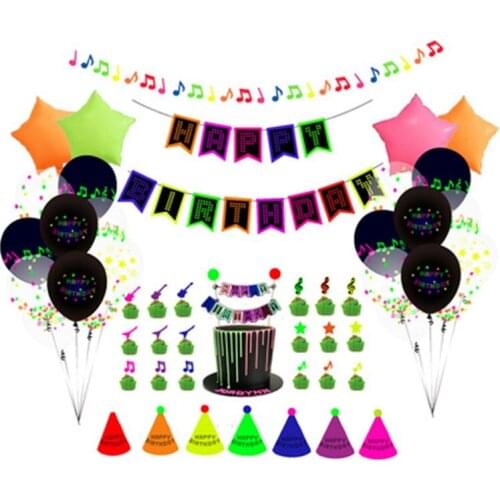 Hot XD-54Pcs Wedding Party Glow in the Dark Neon Tape Birthday Party Hanging Decor Fluorescent Paper String Hanging Pendants