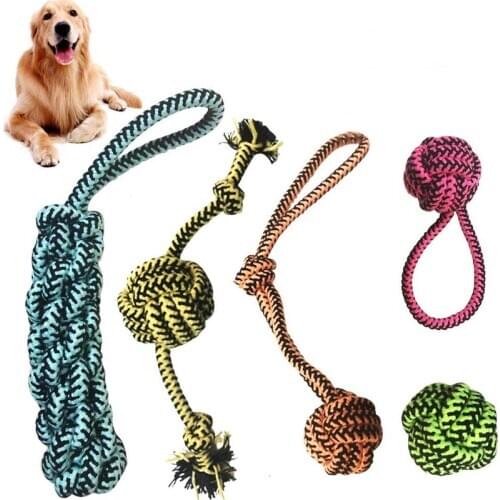 Pets Dogs Cotton Chew Knot Toy Pet Supplies Clean Teeth Durable Braided Bone Rope Pet Palying Ball for Small Medium Large Dogs