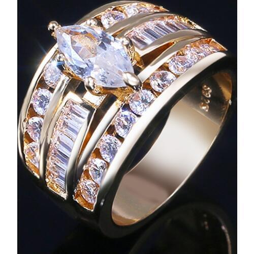 HUITAN 2019 New Marquise AAA Cubic Zircon Stone Queen Style Accessories Jewelry Rings With Micro Paved Golden Color Thumb Ring