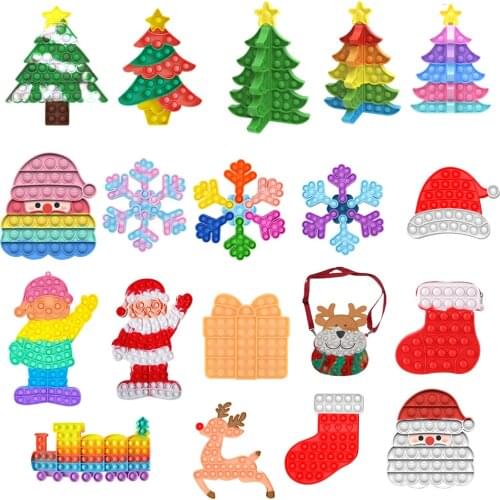 3D Stitchable Christmas Tree Fidget Toy Silicone Push Bubble Fingertip Toys Anti-Stress Set Stress Reliever Sensory Toys