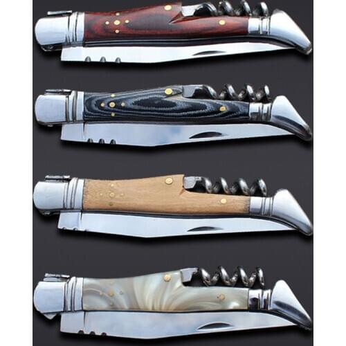 1 Piece Laguiole Pocket Knife Corkscrew Portable Folding Steak Knife Wine Corkscrew Camping Tool Outdoor Camping Knife Household