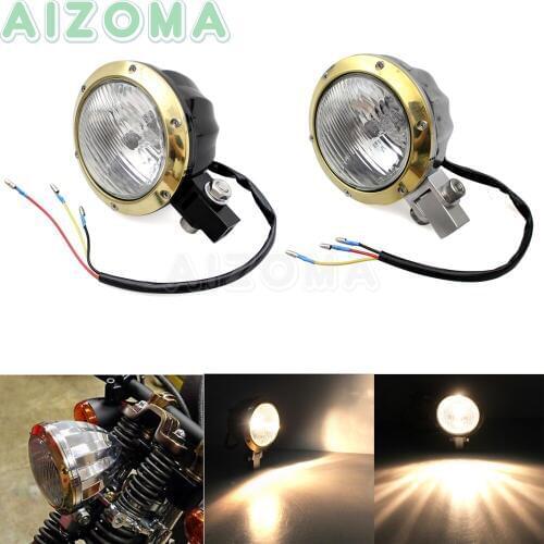 Brass Bezel 4 inch Retro Cafe Racer Headlight E-Mark E4 Vintage Head Light For Harley Dyna Softail Bobber Chopper Crusiers