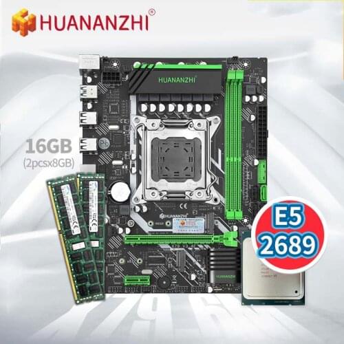 HUANANZHI X79 6M X99 Motherboard with Intel XEON E5 2689 CPU with 2x8GB DDR3 RECC Memory Combo Kit Set NVME USB SATA 3.0 M-ATX