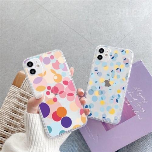 Cute Colorful Dots Transparent Phone Case For Xiaomi Mi 11 Note 10 9 lite 9t POCO X3 For Redmi Note 8 9 t Pro 9s Clear Capas