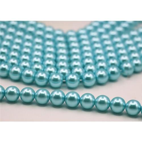 Fashion Sky Blue Shell Pearl Lady Jewelry DIY Necklace/Bracelet 4mm 6mm 8mm 10mm 12mm Round Beads Loose Beads 15 Inch Y05