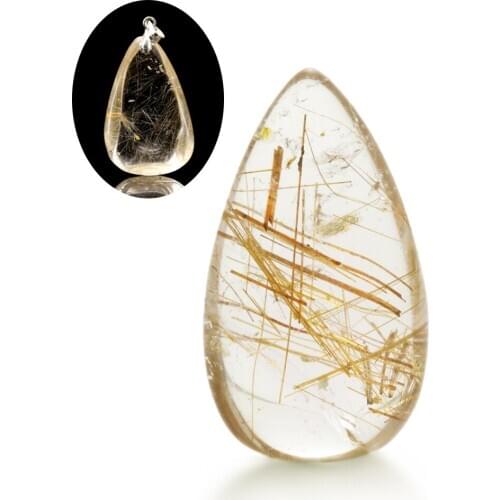Fashion Creative Natural Citrine Yellow Hair Crystal Rutilated Quartz Hairstone Polished Stone Home Decor Mineral Specimens