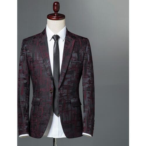 2019 New Spring Autumn Classic Suit Jacket Single Button Casual Slim Fit Business Suit Jacket Men Dress Blazer Wine Red Grey
