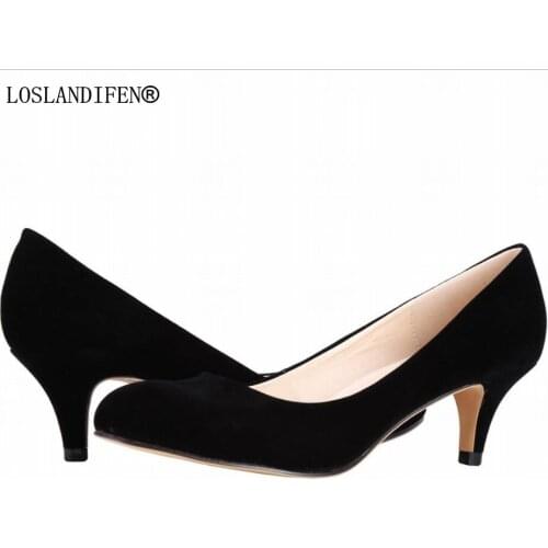 Womens Shallow Office Shoes New Arrival Concise Solid Flock Pointed Toe 6CM Thin Heels Women Pumps Fashion