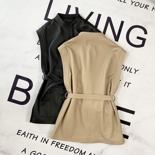 Arrival New Women Fashion Simple Genuine Leather Vest