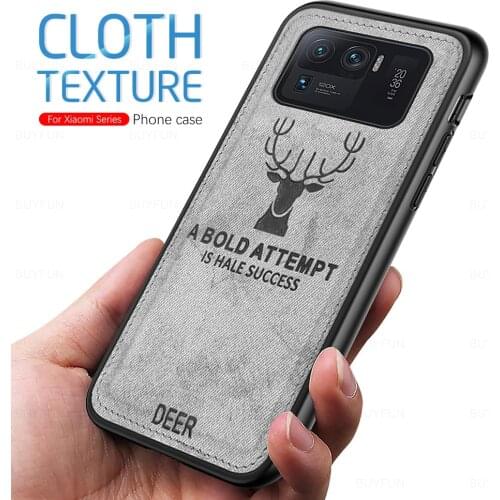 Deer pattern fabric cloth phone cover for xiaomi mi11 ultra case xiomi mi 11 ultra 5g 6.81'' soft silicon bumper shockpoof coque
