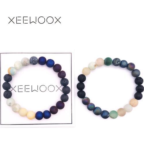 Couple Bracelet 2019 New Essential Oil Diffuser Lava Stone Bracelet Natural Stone Beads Bracelet For Woman Charm Love Boho Gift