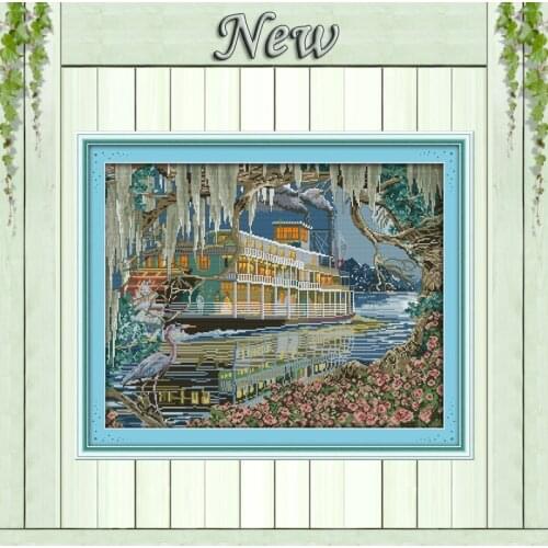 Sailing travel Scenery,11CT printing on canvas DMC 14CT Cross Stitch kits,needlework DIY embroidery Sets,yacht Scenic Home Decor