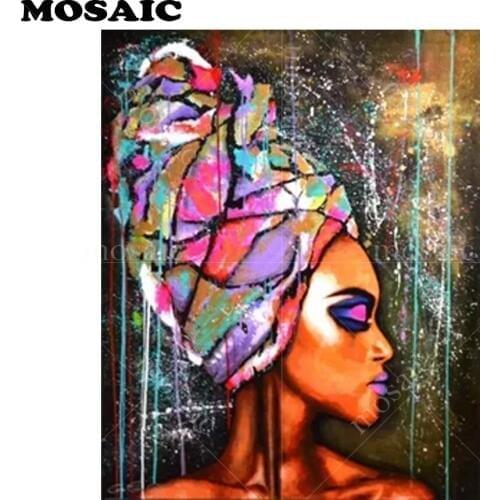 Full,Diamond Embroidery,Africa woman,5D,Diamond Painting,Cross Stitch,3D,Diamond Mosaic,Needlework,image,Christmas,Gift B346