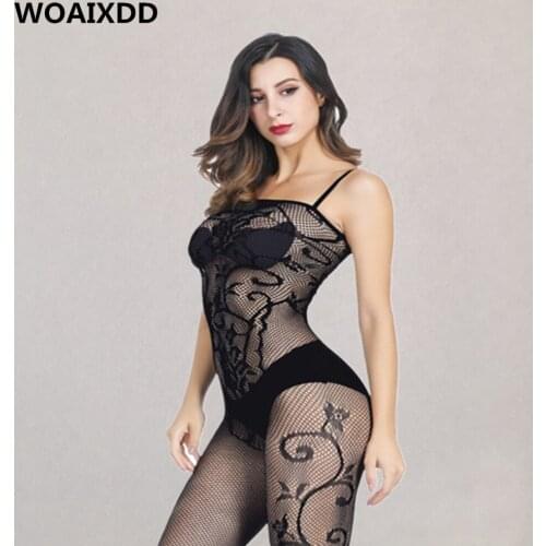 Plus Size Open Crotch Full Body Stocking Women Transparent Jacquard Sexy Underwear Erotic Teddy Bodysuits Porn Feminina Pajamas