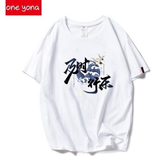 Flower Pattern Cotton T-shirt Ladies Black and White High Street Comfortable Casual Short-sleeved Top