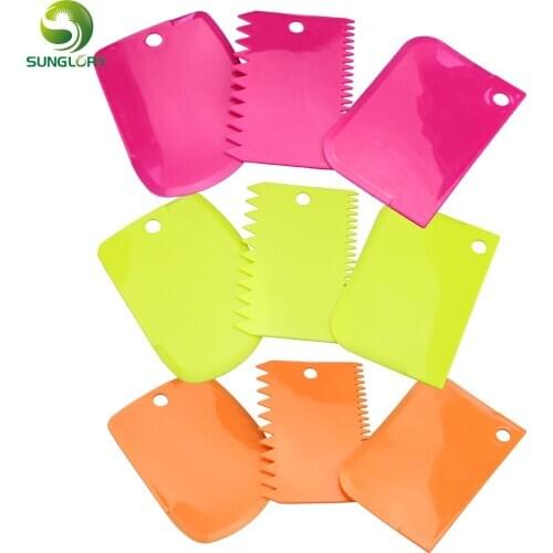 3PCS/SET Plastic Spatulas Pastry Icing Comb Set Cake Scraper Smoother Polisher Baking Tools For Cakes Cake Tools Fondant Decor