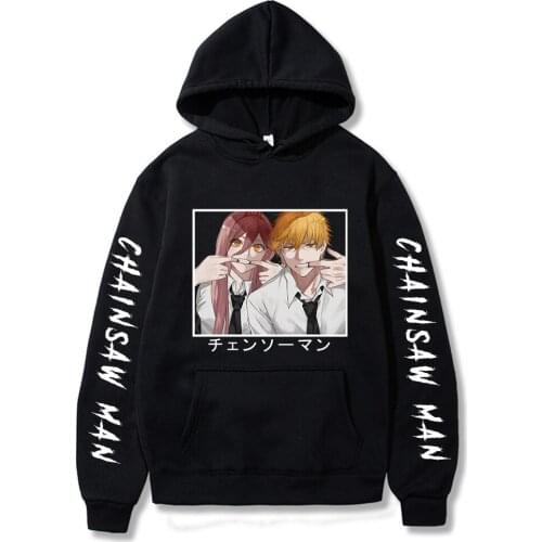Chainsaw Man Anime Hoodies Men Women Harajuku Long Sleeve Streetwear Vintage Aesthetic Cartoon Makima Denji Unisex Sweatshirts