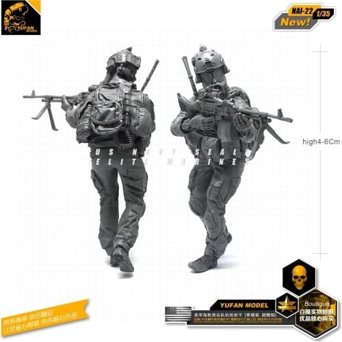 Yufan Model 1/35 Figure Model Kit Modern American Commando Biochemical Machine Gunner Resin Soldier Model Nai-22