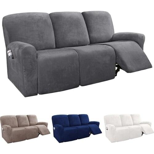 Suede Recliner Sofa Cover 8-piece Armchair Sofa Slipcover All Inclusive Couch Covers Washbale Seat Protector 3seater Home Decor