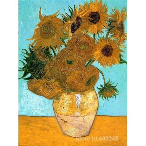 Famous art painting for living room Still Life Vase with Twelve Sunflowers Vincent Van Gogh High quality Hand painted