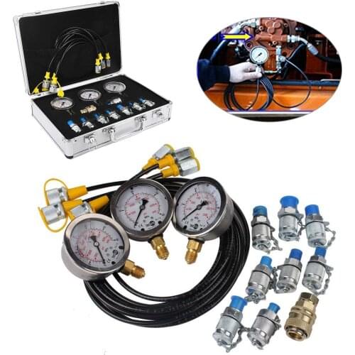 For Hydraulic Presses Machinery 1 Set Excavator Hydraulic Pressure Gauge Test Kit Professional Hydraulic Measuring Toolbox