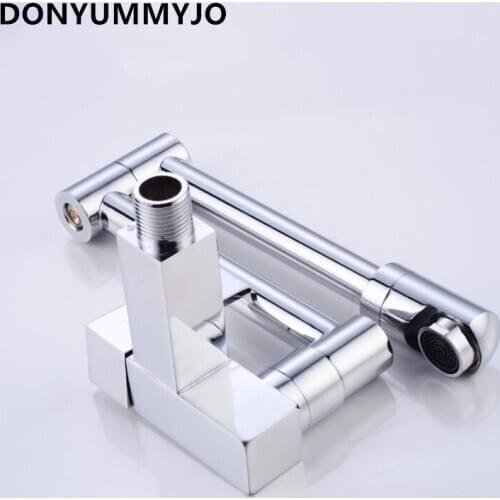 1pc Brass Single Cold Wall Installation Faucets Folding Mop Pool Faucet In-wall Telescopic Stretching Rotating Balcony Black Tap