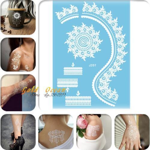 1PC Women Wedding Makeup Removable Temporary Tattoo White Henna Jewelry Stickers GJ207 Brides Health Temporary Fake Flash Tattoo