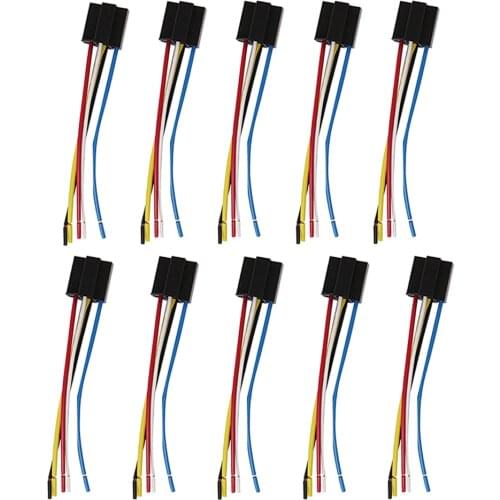 10 Pcs Car Relay Socket DC 12V 40A Relay Harness Female 5 Pin 5 Wire Wiring Relay For Car Truck Trailer Boat Car Accessories