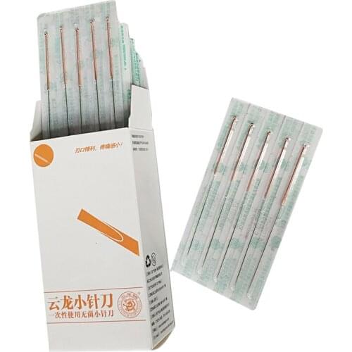 100pcs/box Acupuncture Needle Brass Handle Disposable Needle Beauty Massage Needle Small Needle Knife 0.35/0.40/0.50/0.60mm