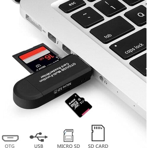 2 In 1 Memery Cards Reading Device Micro USB OTG To USB 2.0 Adapter SD Card Reader For SDHC/SDXC/SD/MMC Android Phone Tablet PC