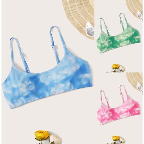 2021 New Sexy Women Tie-dye Print Swimwear Bikini Mujer Tops Push Up Padded Bra Female One-Piece Beachwear Kупальник Женский