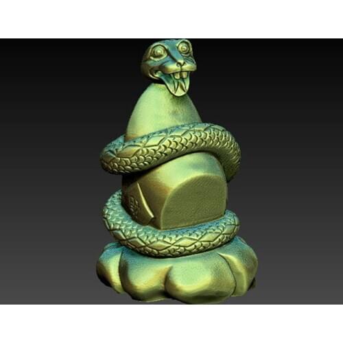 Snake 3D model for cnc or 3D printers in STL file format 3D carved animal sculpture STL model