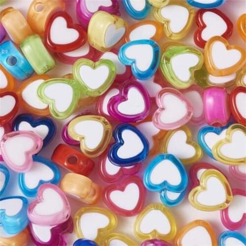 50pcs 8x4mm Love Acrylic Bead Loose Spacer Beads For Jewelry Making DIY Bracelet Accessories