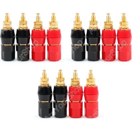 Areyourshop Sale 12 Pcs Gold Plated Audio Speaker Binding Post Banana Jack Connectors Adapter