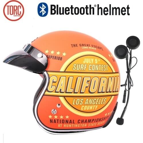 Free shipping 1pcs DOT Vintage Motorcycle Retro Half Helmet Cruiser 3/4 Open Face Scooter Bluetooth Headset Motorcycle Helmets