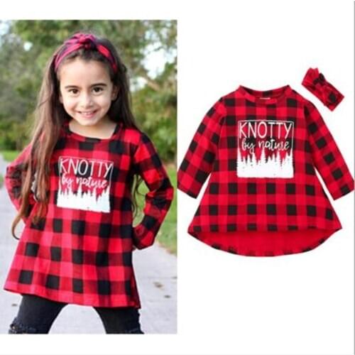 2018 baby girls Plaid Dress children 2pcs long sleeve clothes kids casual cotton clothing autumn spring princess girls dresses