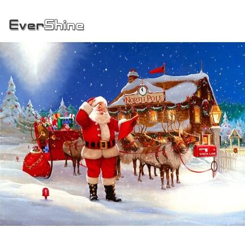 Evershine Diamond Painting Santa Claus Mosaic Christmas Embroidery Winter 5D DIY Full Square Cross Stitch Home Decoration