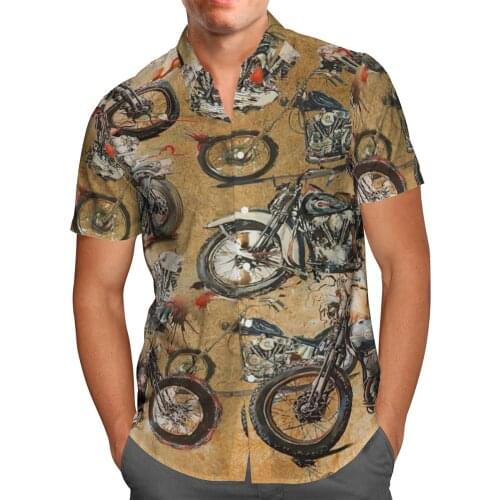 Motorcycle 3D Beach Hawaiian 2021 Summer Shirt Short Sleeve Shirt Retro Streetwear Oversized 5XL Camisa Social Chemise Homme