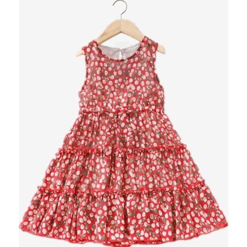 Hot sale 2020 children girls summer dress clothing Kids new fashion sleeveless color print chiffon dress for girls 4-9 years