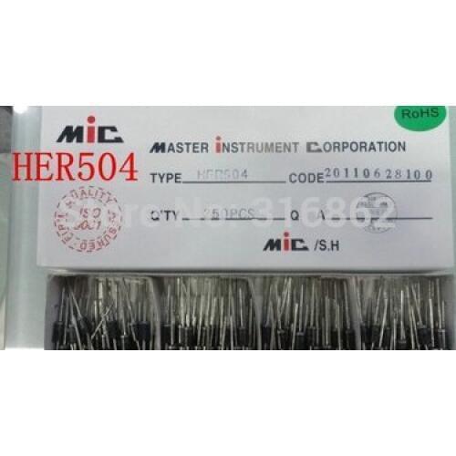 HER504 HER-504 DIODE DO-201AD ROHS ORIGINAL 50PCS/LOT Free Shipping Electronic Components kit